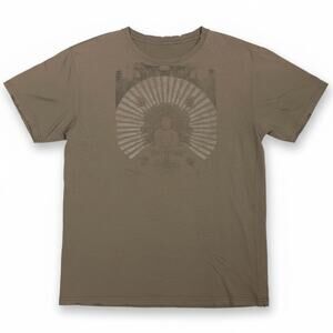 Y2K Stranded Grunge Emo Green Goth Buddah Distressed Skater T-Shirt Men's M